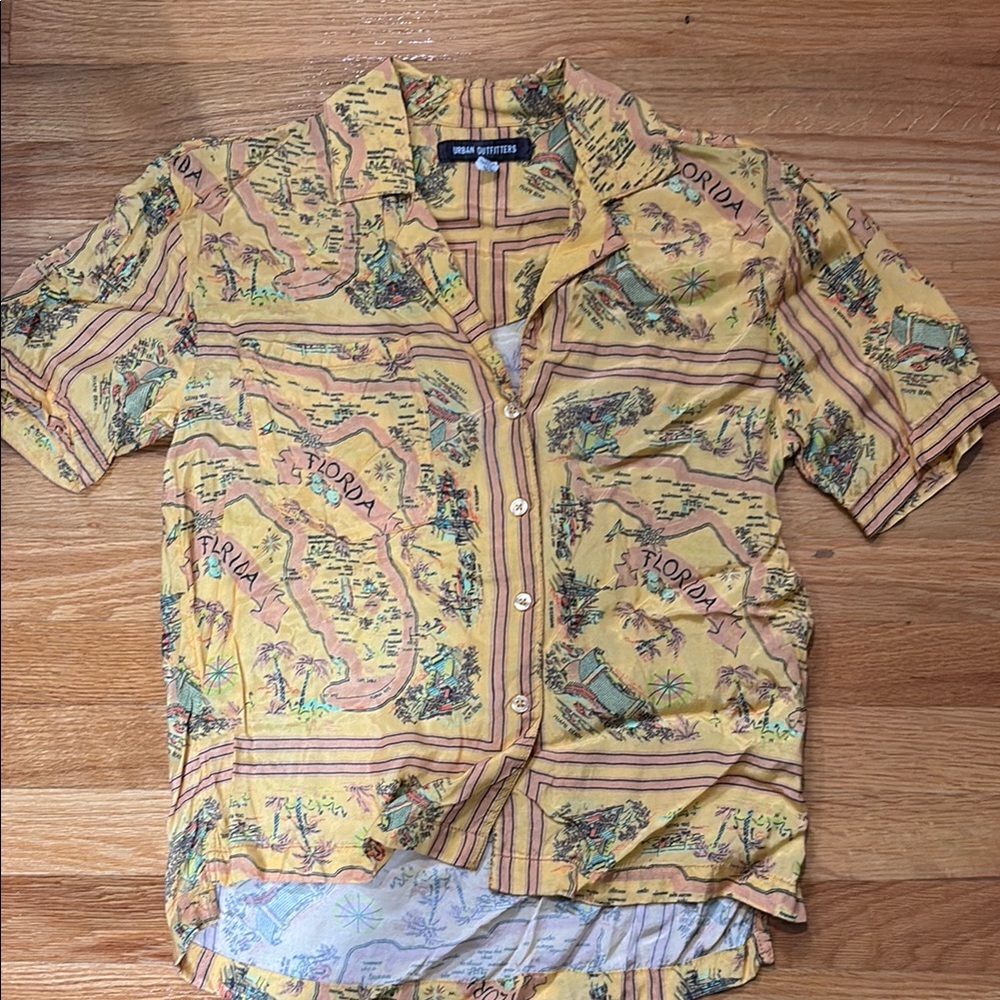 Urban Outfitters Yellow Casual Button Down Shirt